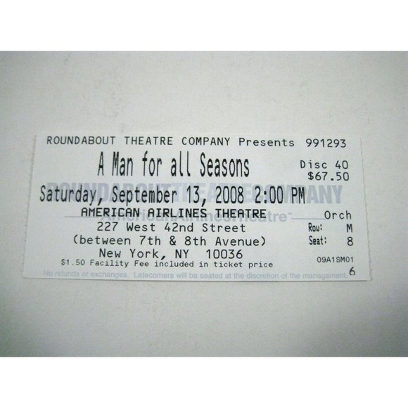 A Man for All Seasons Playbill 2008 Roundabout Theatre Company Frank Langella - Picture 3 of 9